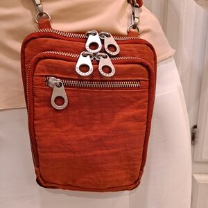Baggallini Red Rust Organizer  Crossbody Bag With Belt Loop